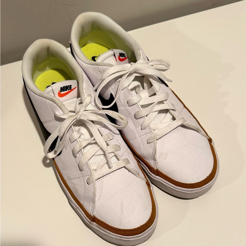 Nike Court Legacy Womens Sz 10 White Black Desert Ochre Casual Shoes DH3161-100